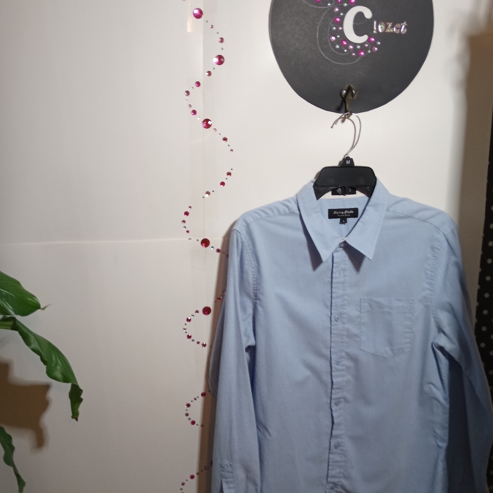 Eighty Eight platinum men's cotton long sleeve button-down oxford SZ large - Picture 5 of 8